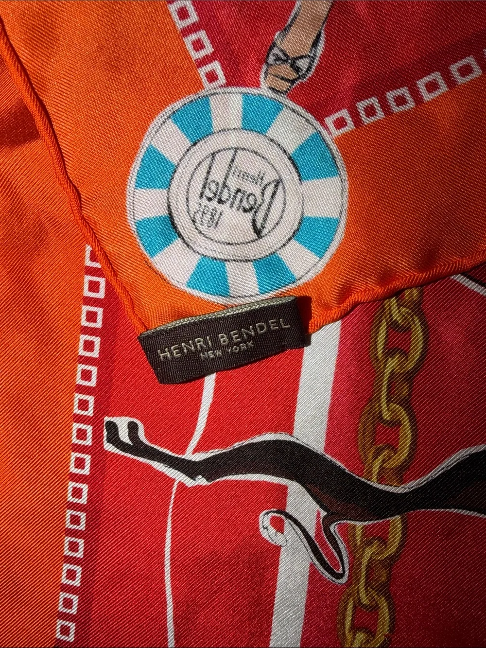 RARE Signed Henri Bendel ~ Izak Zeno Limited Edition Silk Scarf~ 
